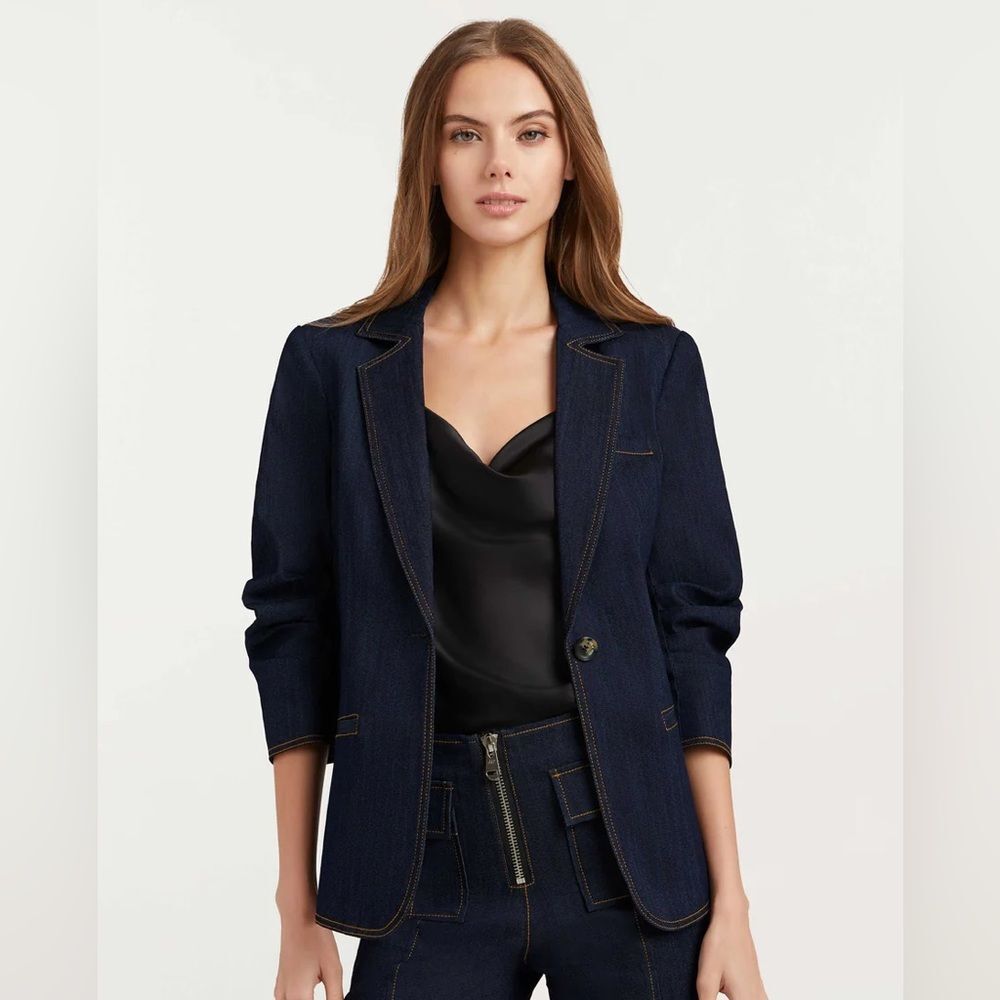 Cinq A Sept Khloe Denim Blazer Jacket Indigo Wash